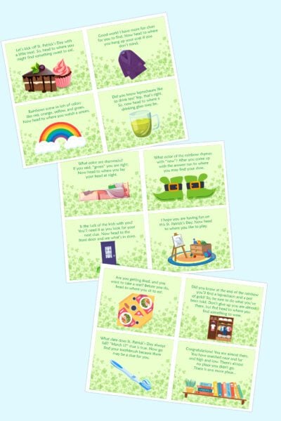 printable St Patricks Day scavenger hunt ideas for kids clues