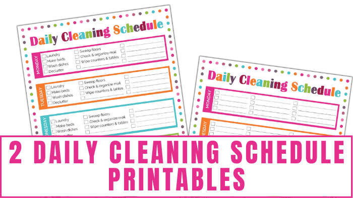 daily cleaning schedule printables