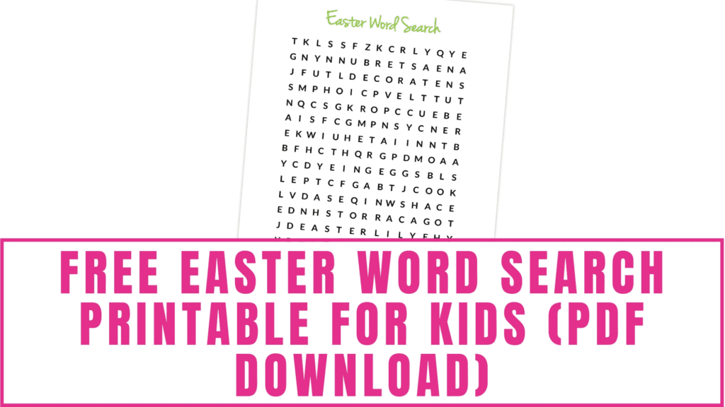 free Easter word search for kids PDF download