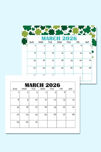 free March calendar printable
