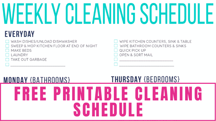 free printable cleaning schedule