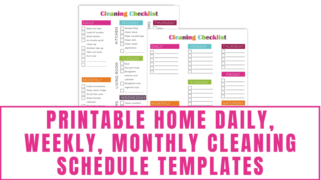 printable home daily weekly monthly cleaning schedule templates jpg