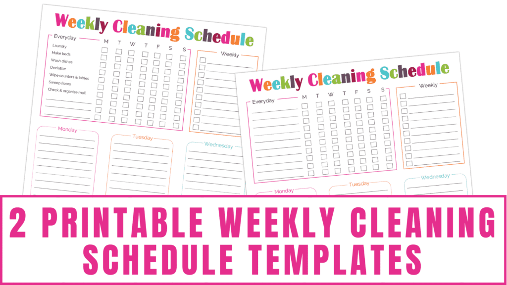 printable weekly cleaning schedule templates