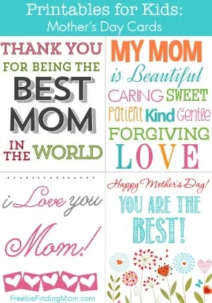 printables for kids free mothers day cards