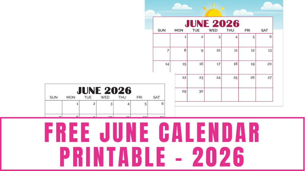 free June calendar printable 2026