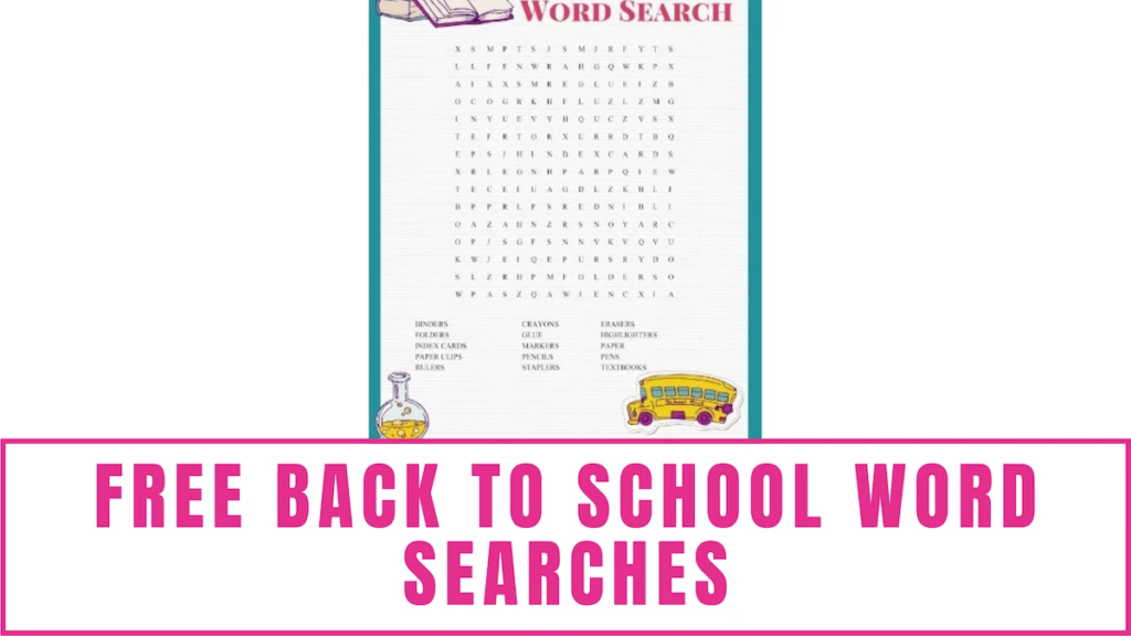 free back to school word searches