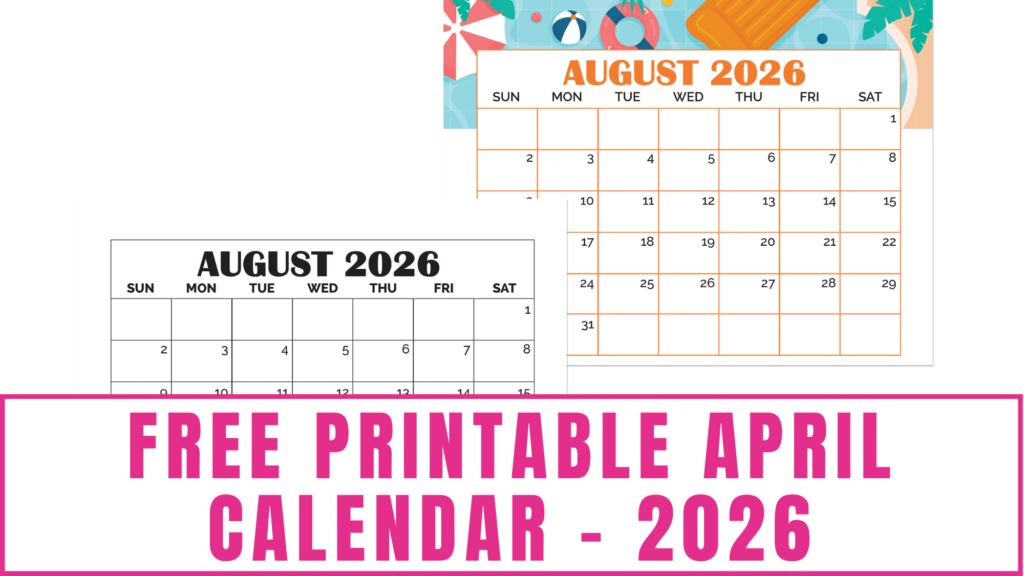 free printable April calendar