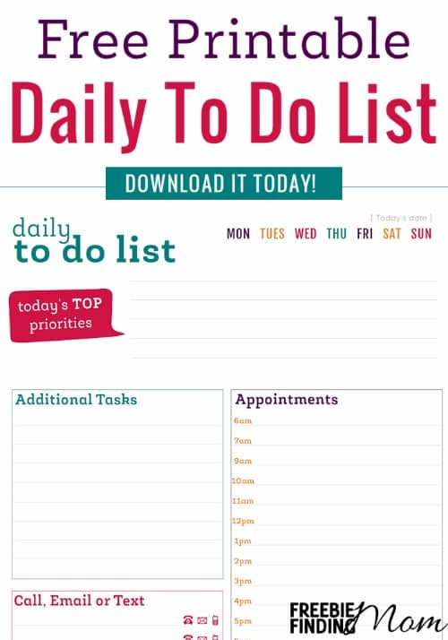 free printable daily to do list