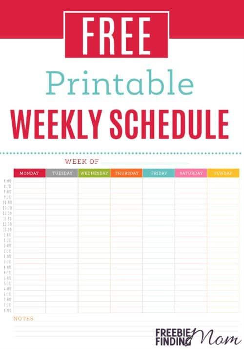 free printable weekly schedule