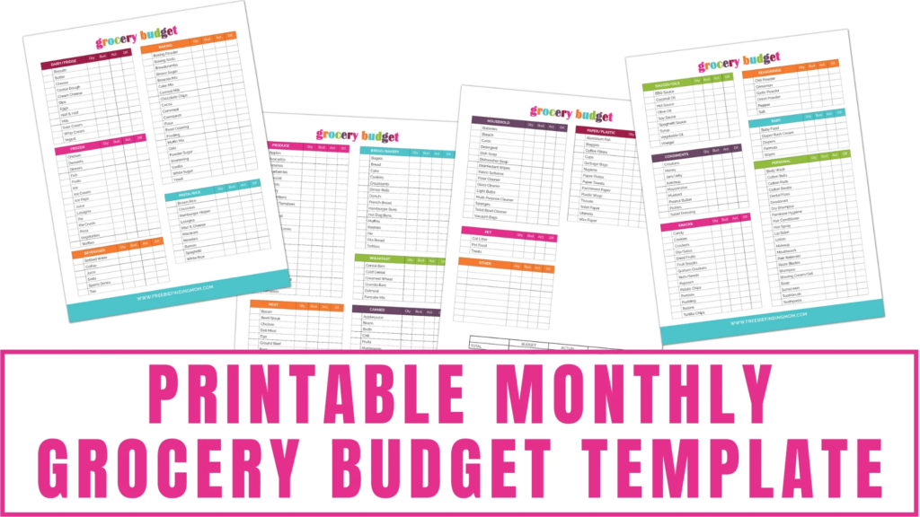 printable monthly grocery budget template