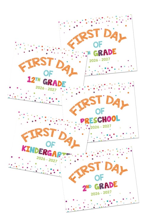 first day of school signs rainbow dots