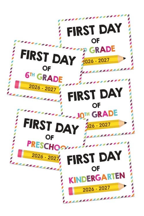 first day of school signs rainbow stripe