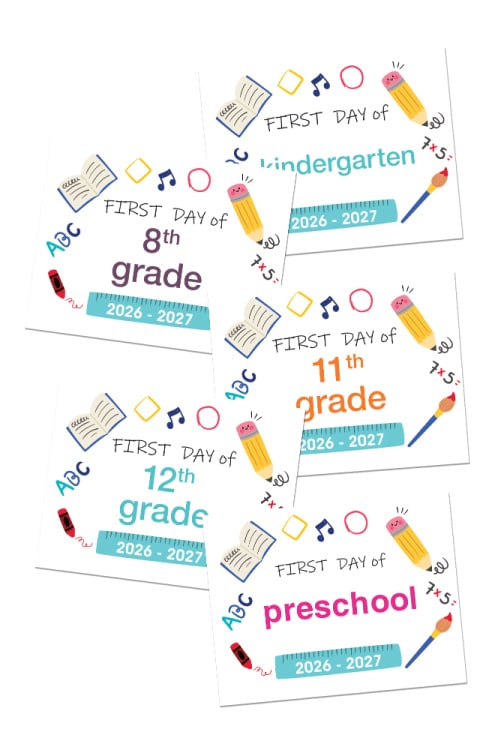 first day of school signs school supplies