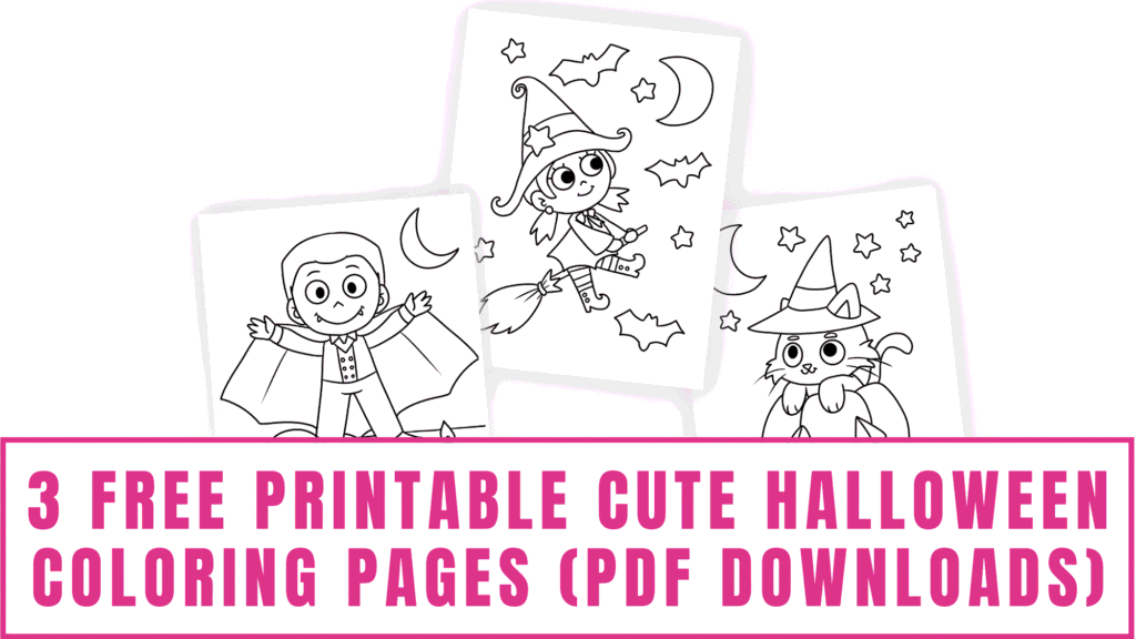 free printable cute Halloween coloring pages pdf downloads