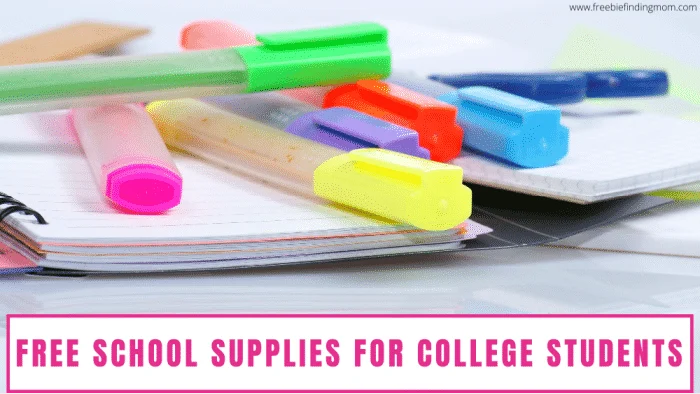 free school supplies for college students