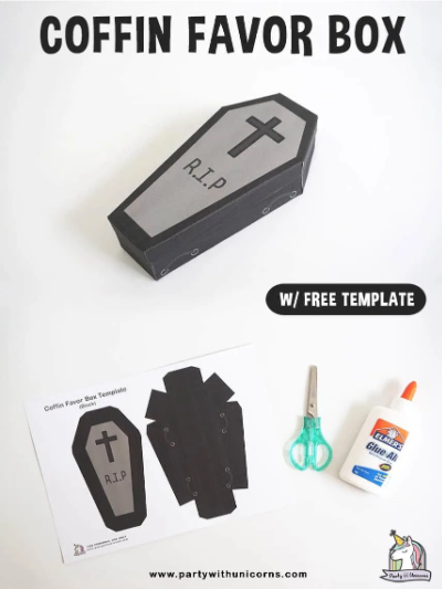 Halloween coffin favor boxes template