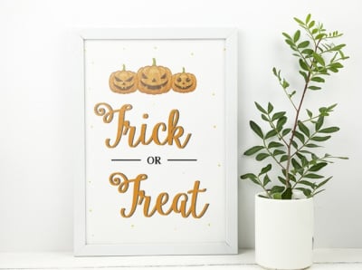 trick or treat halloween wall art printable