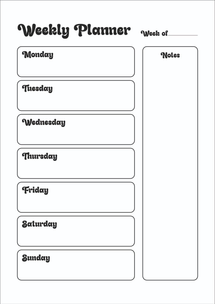 printable weekly schedule template